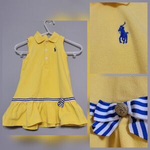 Ralph Lauren Baby 3-6 month Yellow and Blue nautical tennis polo dress